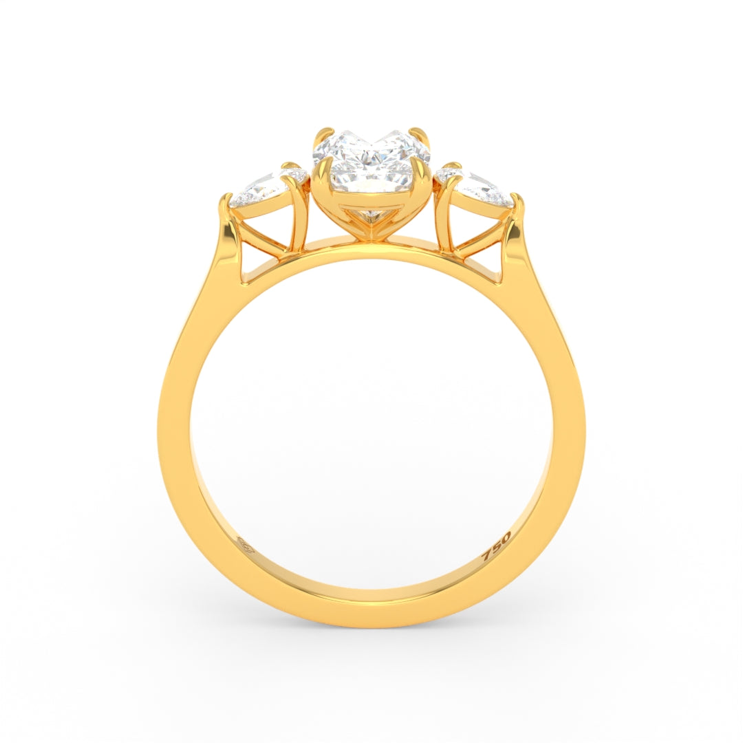 Sofia Cushion Cut Diamond Engagement Ring With A Pear Cut Side Diamonds