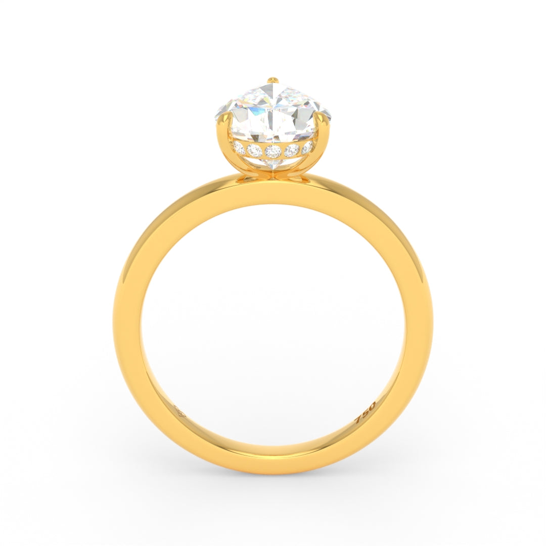 莉亞梨形切割鑽石隱形光環訂婚戒指