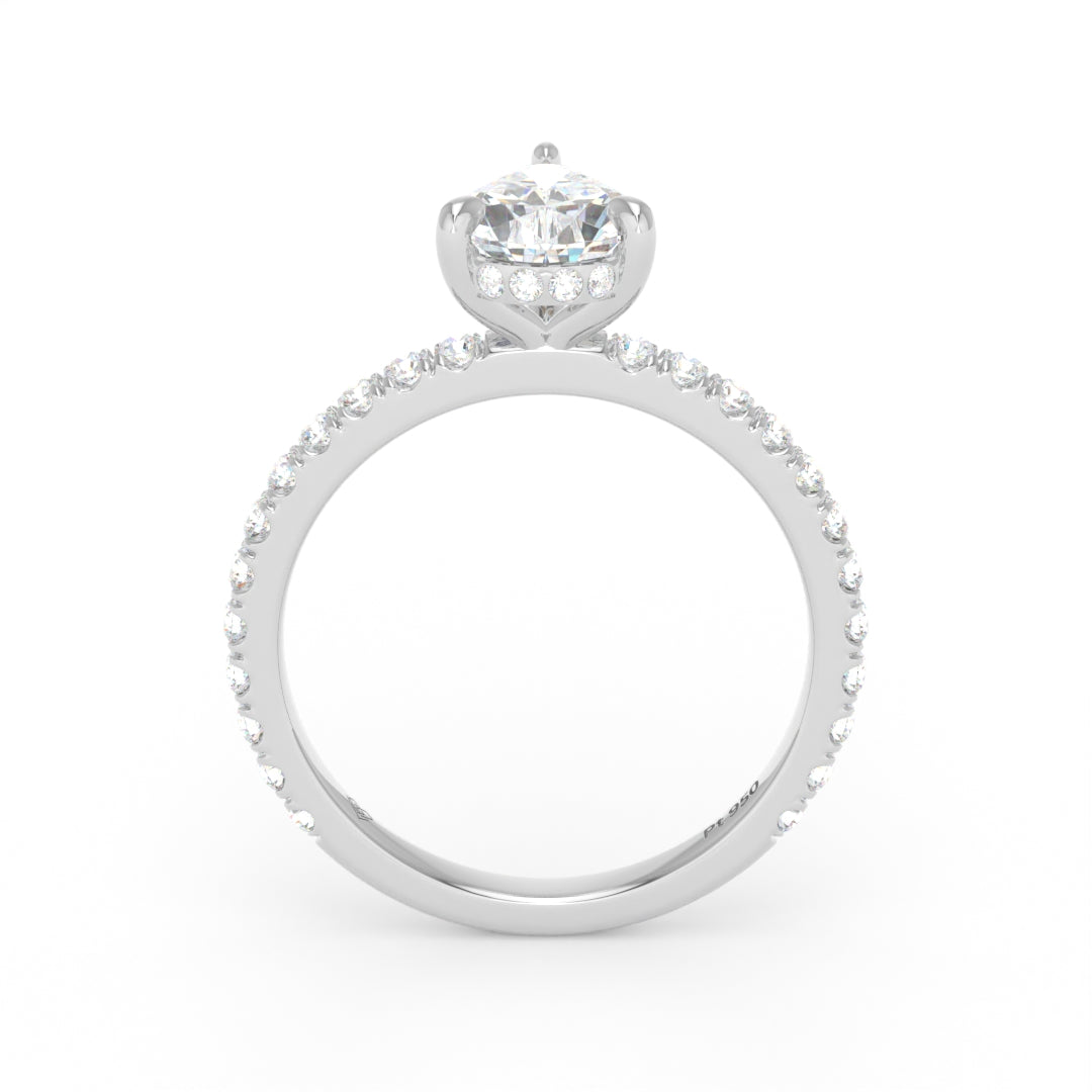 Chloé Pear Cut Diamond Engagement Ring with Diamond Hidden Halo and Diamond Band