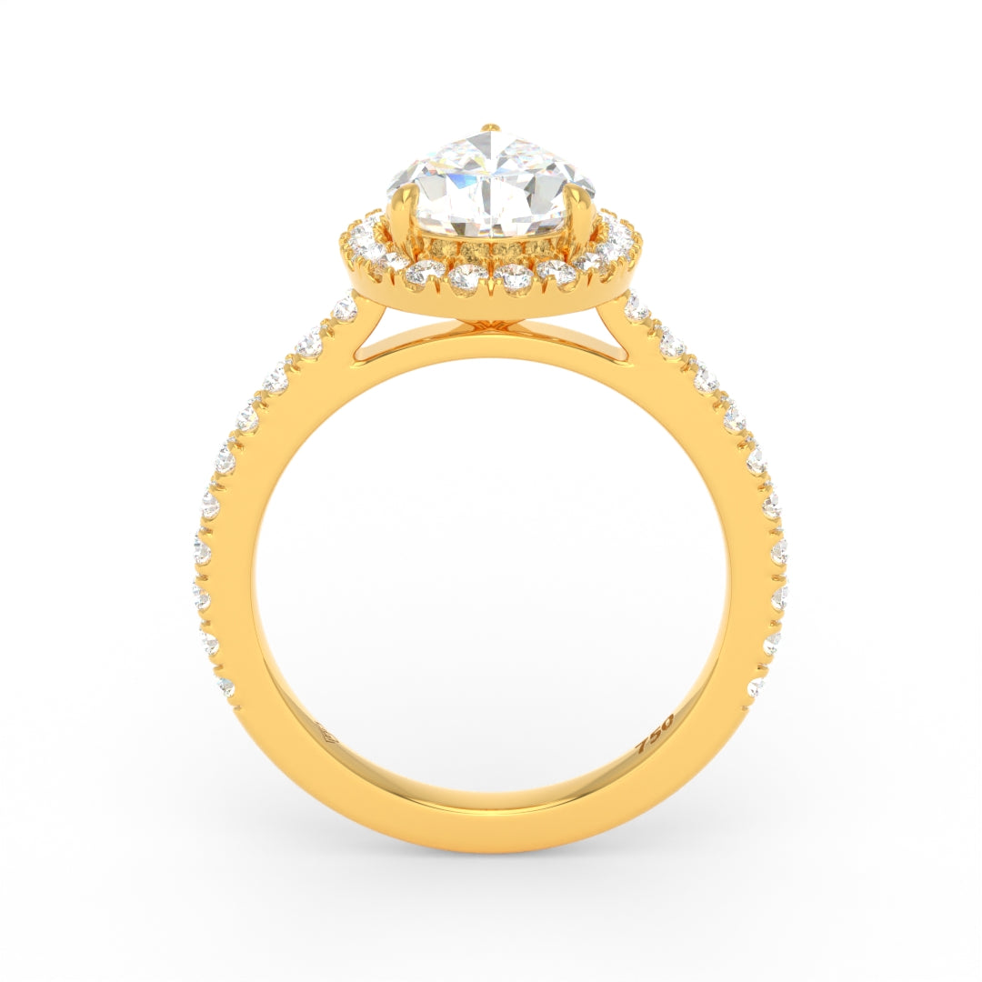 Bella Pear Cut Diamond Engagement Ring with Diamond Halo & Diamond Band