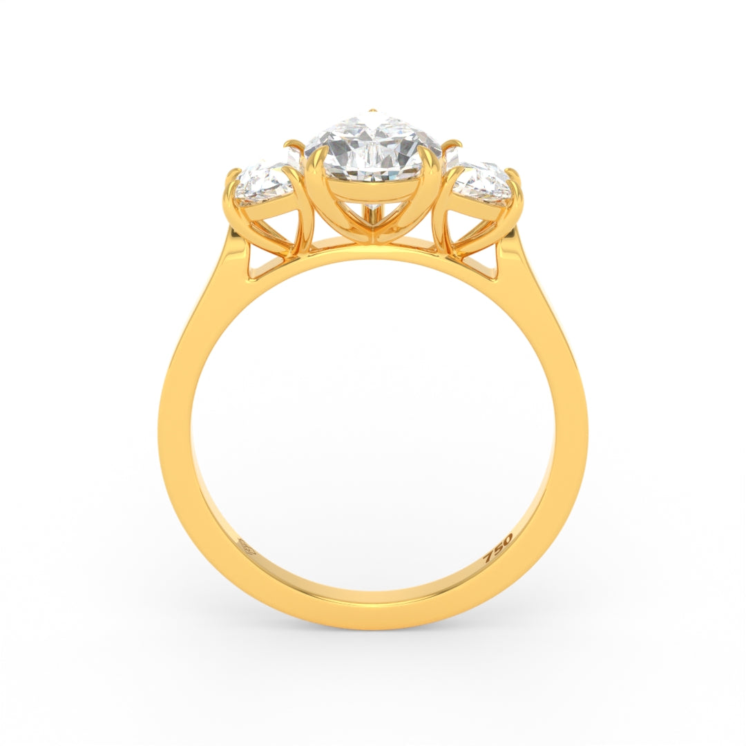 Kamala Pear Cut Diamond Engagement Ring With Half Moon Cut Side Diamonds