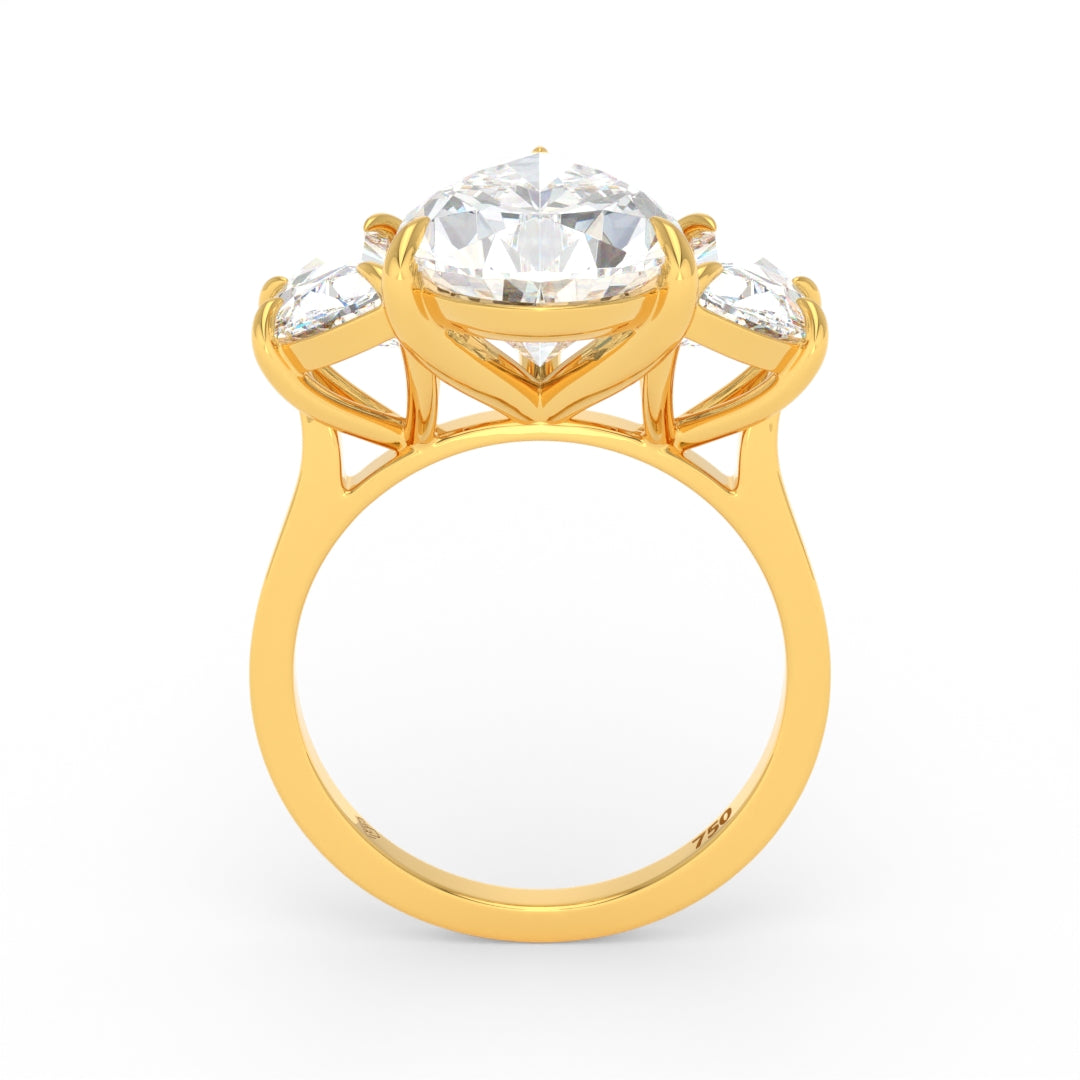 Kamala Pear Cut Diamond Engagement Ring With Half Moon Cut Side Diamonds