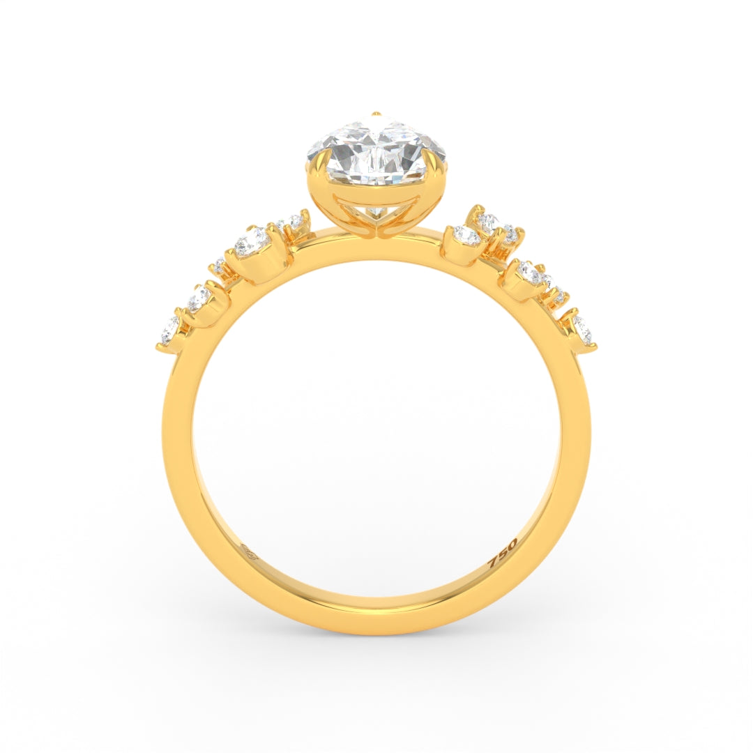 Layla Pear Cut Diamond Engagement Ring With Diamond Accent Band