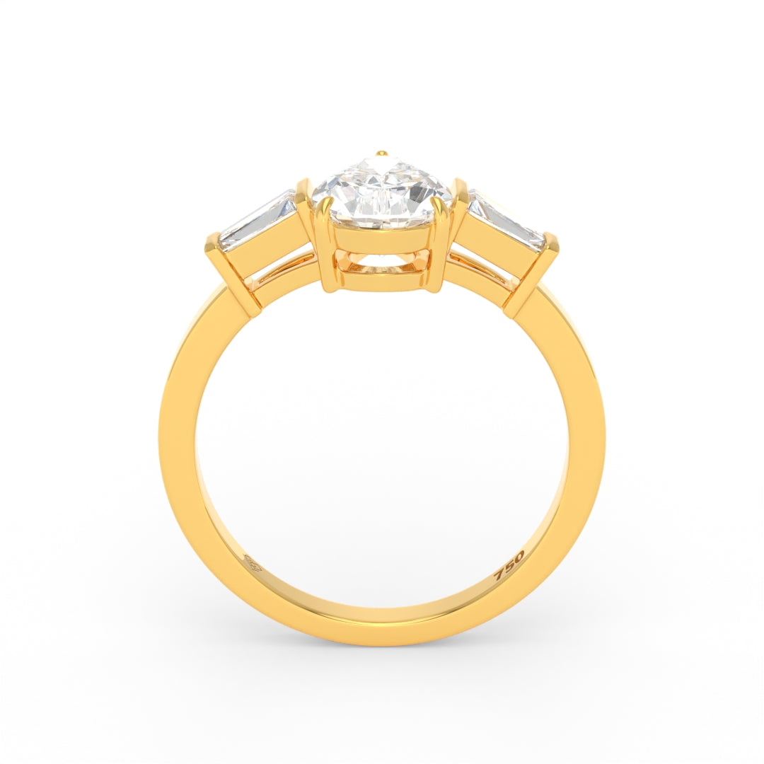 Mary Pear Cut Diamond Engagement Ring With Tapering Baguettes Cut Side Diamonds