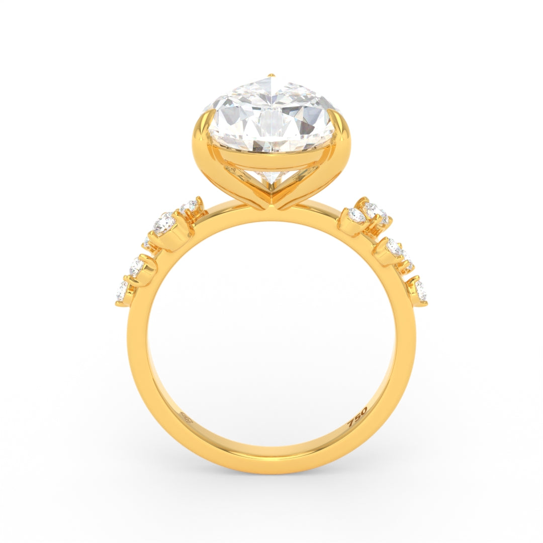 Layla Pear Cut Diamond Engagement Ring With Diamond Accent Band