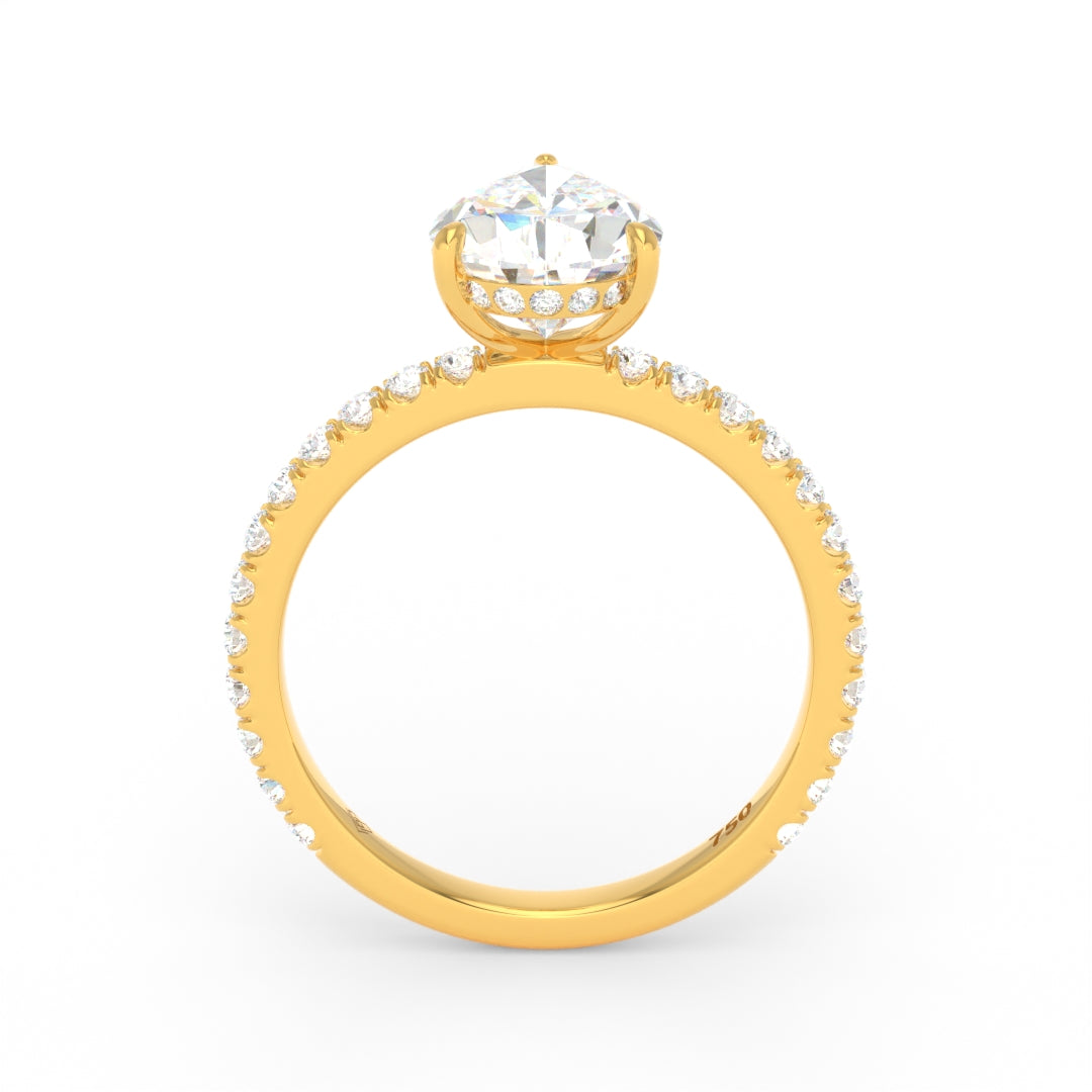 Chloé Pear Cut Diamond Engagement Ring with Diamond Hidden Halo and Diamond Band