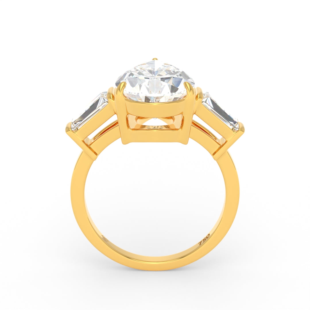 Mary Pear Cut Diamond Engagement Ring With Tapering Baguettes Cut Side Diamonds