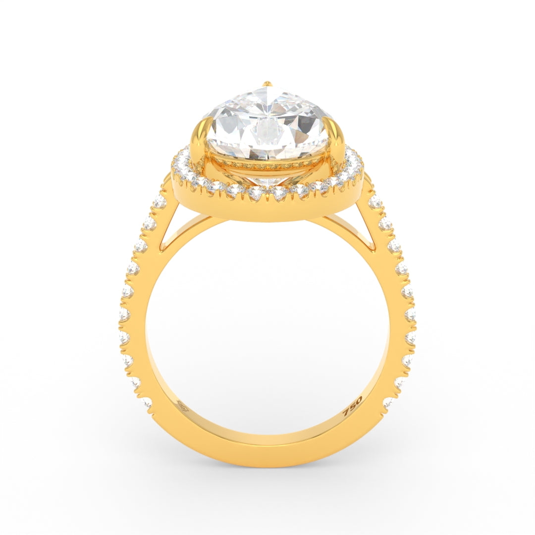 Bella Pear Cut Diamond Engagement Ring with Diamond Halo & Diamond Band