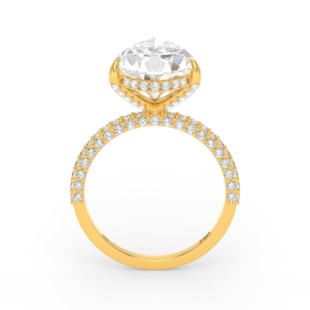 Mia Pear Cut Diamond Engagement Ring With Diamond Hidden Halo And 3D Diamond Band