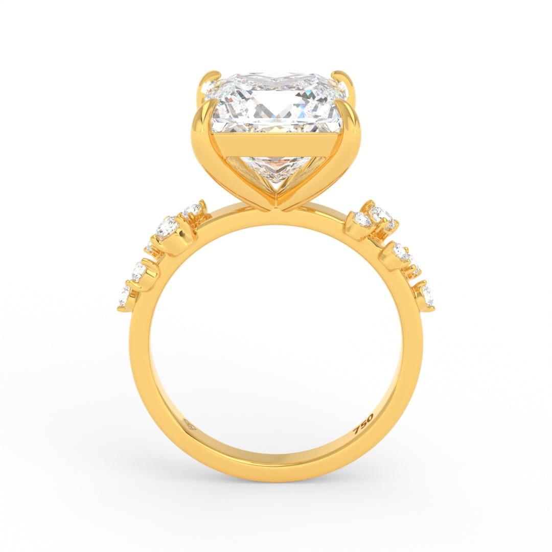 Bague de fiançailles Layla avec diamant taille princesse et anneau accentué