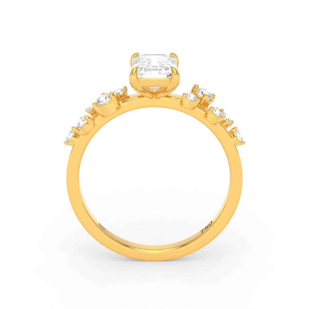 Layla Emerald Cut Diamond Engagement Ring with Accent Band