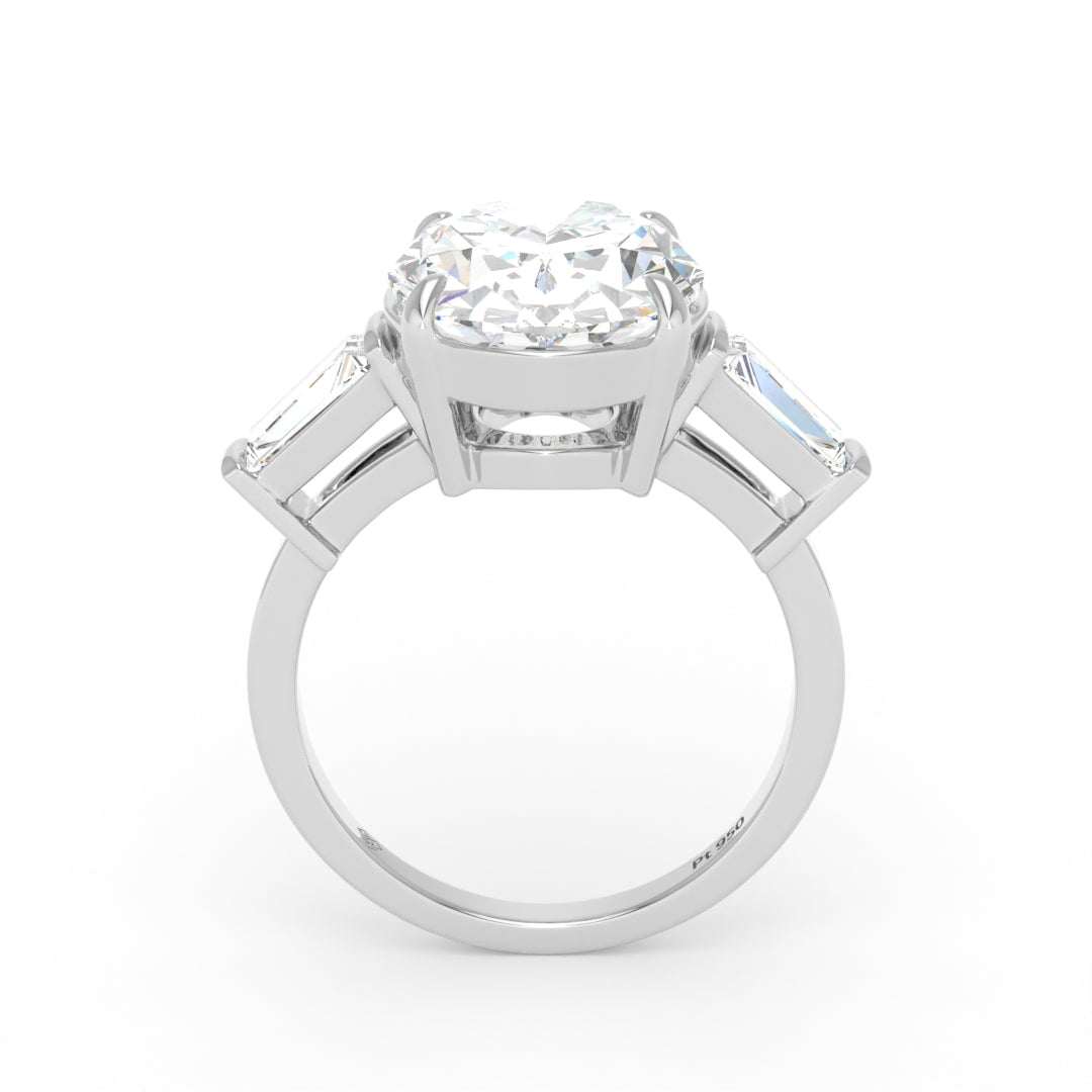 Mary Oval Cut Diamond Engagement Ring With Tapering Baguettes Cut Side Diamond