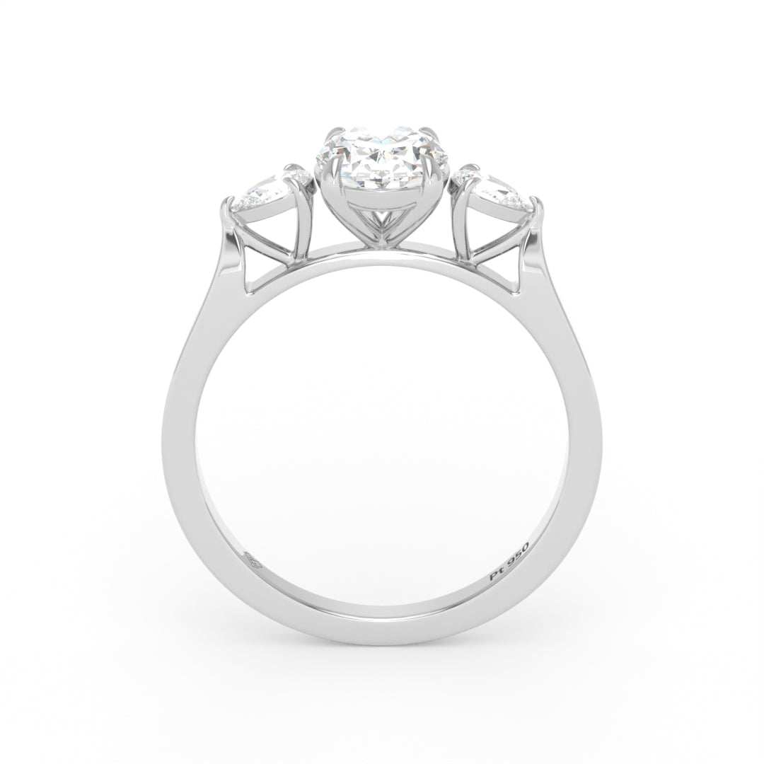 Sofia Oval Cut Diamond Engagement Ring With A Pear Cut Side Diamonds