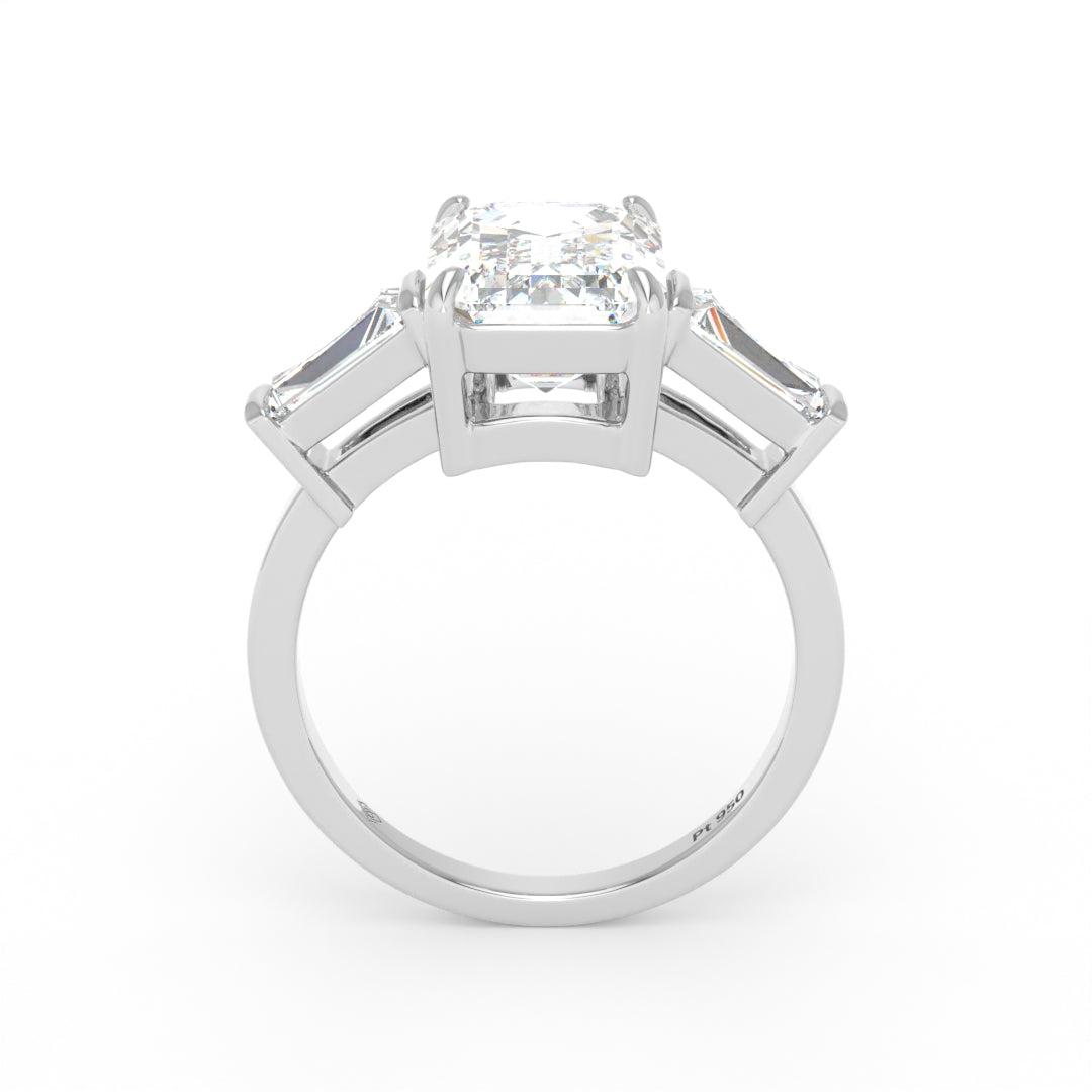 Mary Emerald Cut Diamond Engagement Ring with Tapering Baguette Cut Side Diamonds