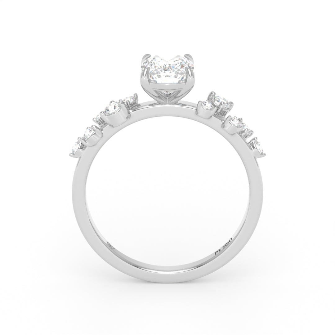 Layla Cushion Diamond Engagement Ring With Diamond Accent Band