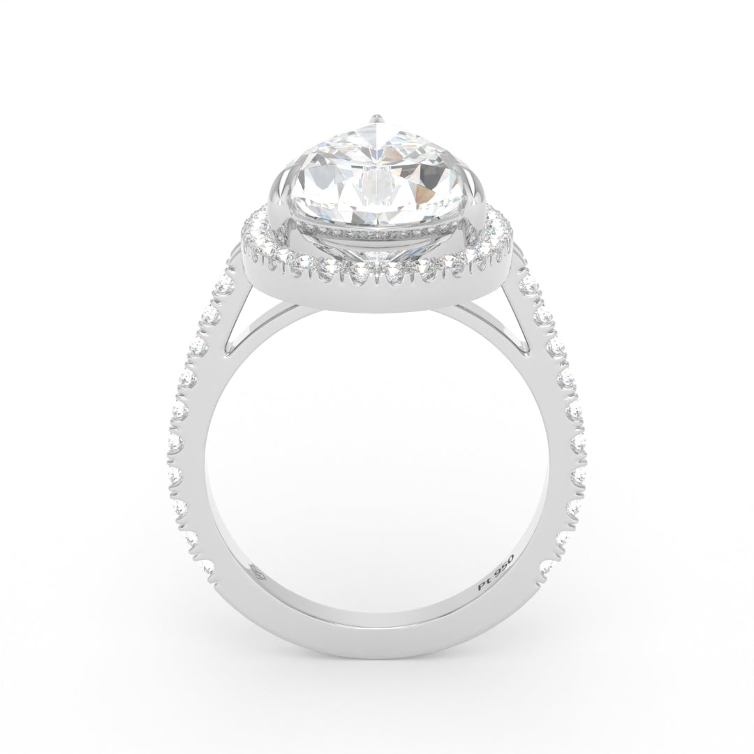 Bella Pear Cut Diamond Engagement Ring with Diamond Halo & Diamond Band