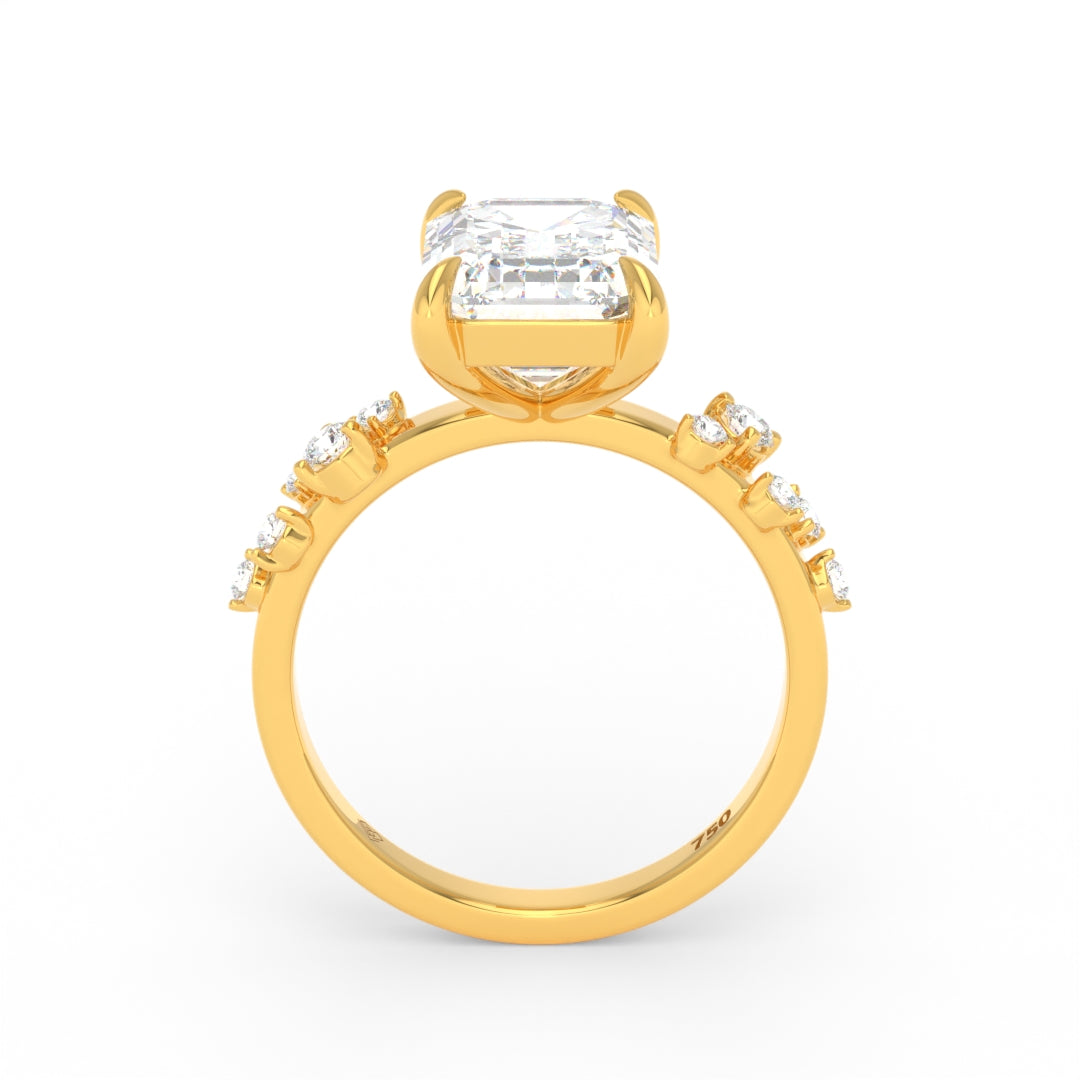 Layla Emerald Cut Diamond Engagement Ring with Accent Band