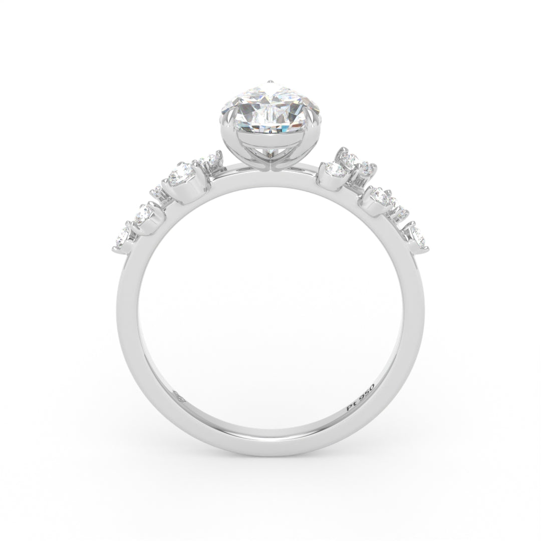 Layla Pear Cut Diamond Engagement Ring With Diamond Accent Band