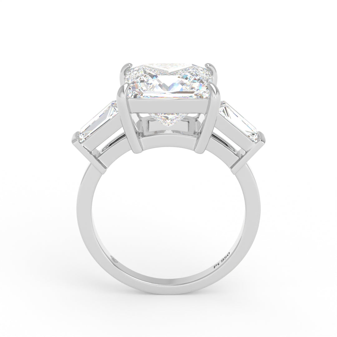 Mary Princess Cut Diamond Engagement Ring With Tapering Baguette Cut Side Diamonds
