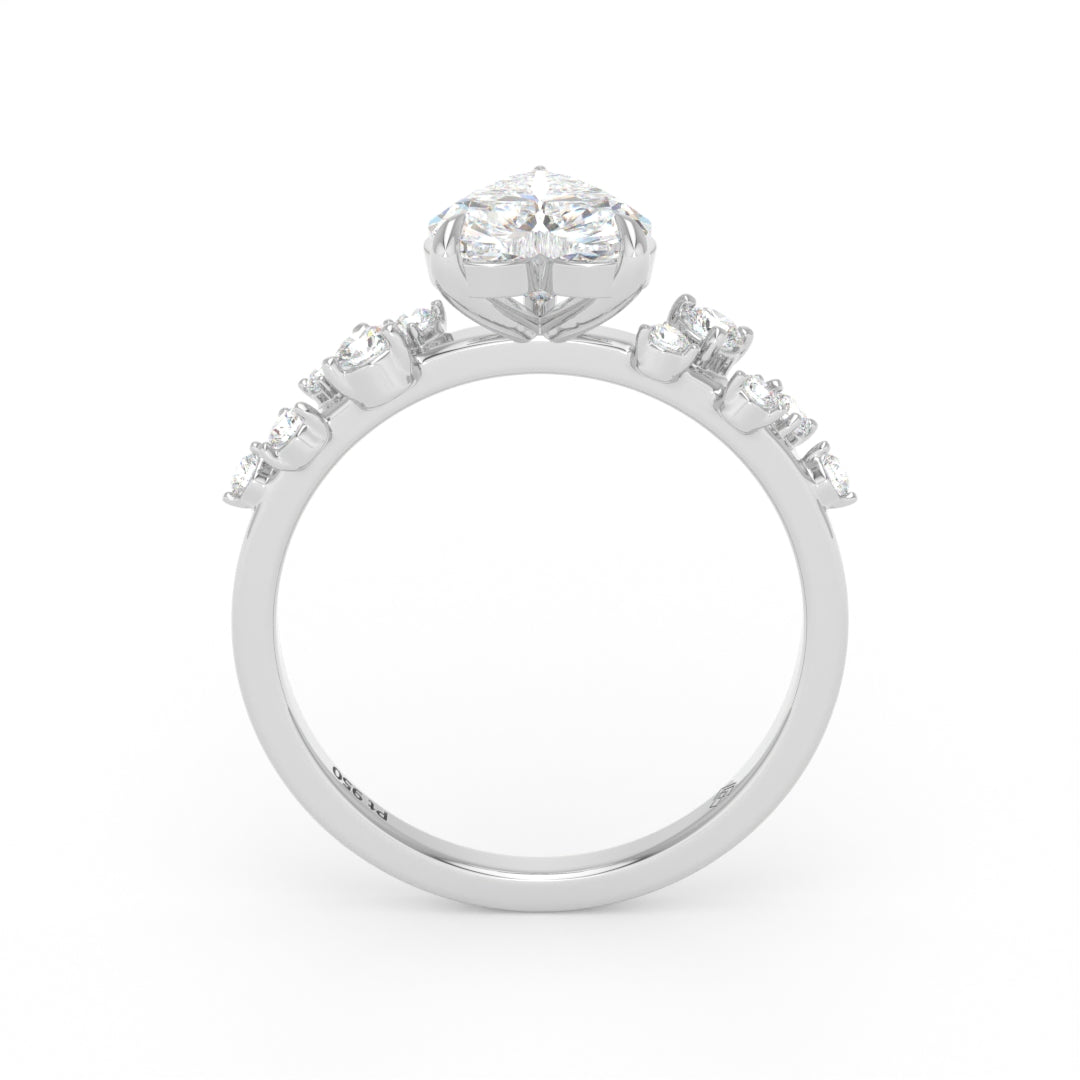 Layla Heart Cut Diamond Engagement Ring with Diamond Accent Band