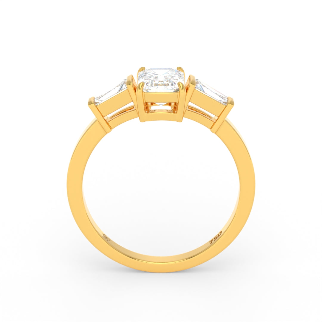 Mary Emerald Cut Diamond Engagement Ring with Tapering Baguette Cut Side Diamonds