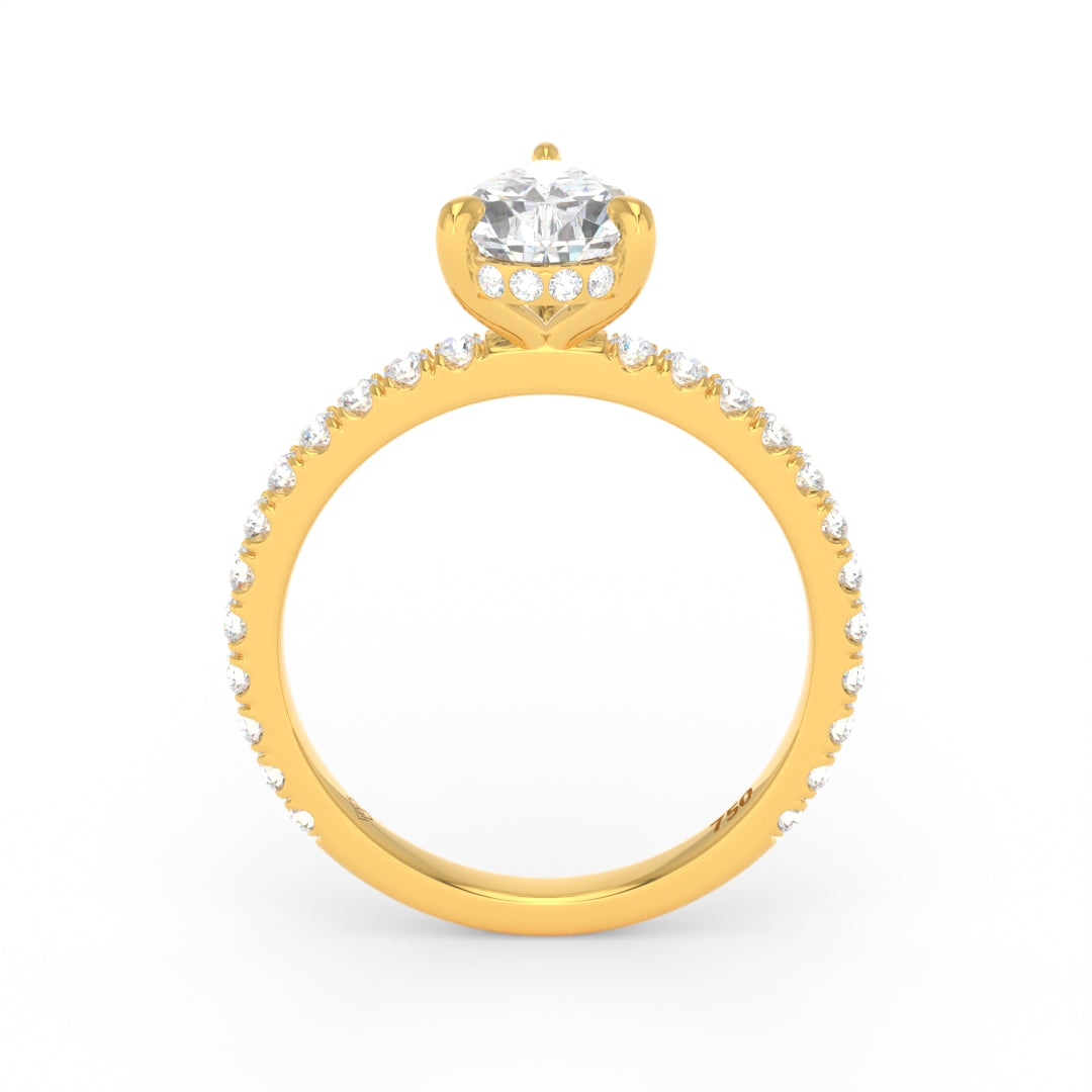 Chloé Pear Cut Diamond Engagement Ring with Diamond Hidden Halo and Diamond Band