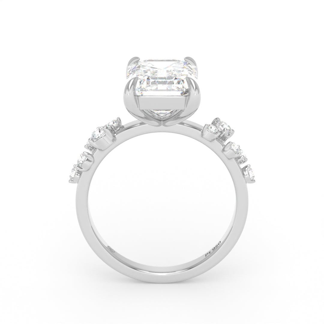 Layla Emerald Cut Diamond Engagement Ring with Accent Band