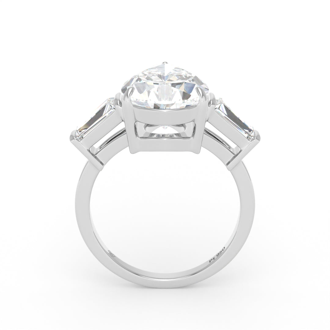 Mary Pear Cut Diamond Engagement Ring With Tapering Baguettes Cut Side Diamonds