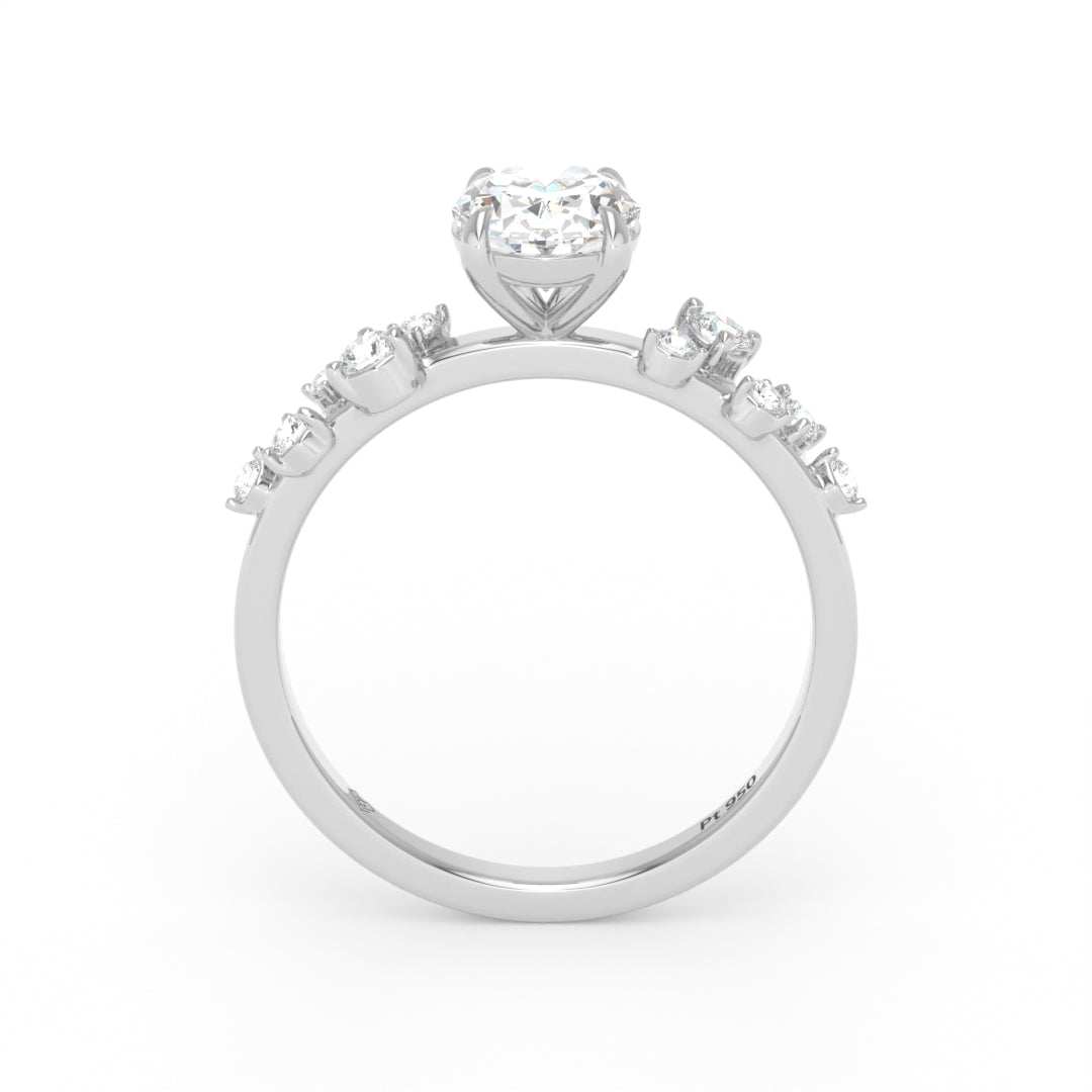 Layla Oval Cut Diamond Engagement Ring With Diamond Accent Band