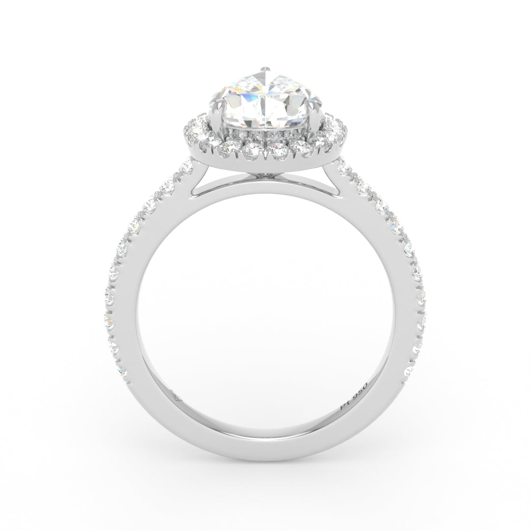 Bella Pear Cut Diamond Engagement Ring with Diamond Halo & Diamond Band