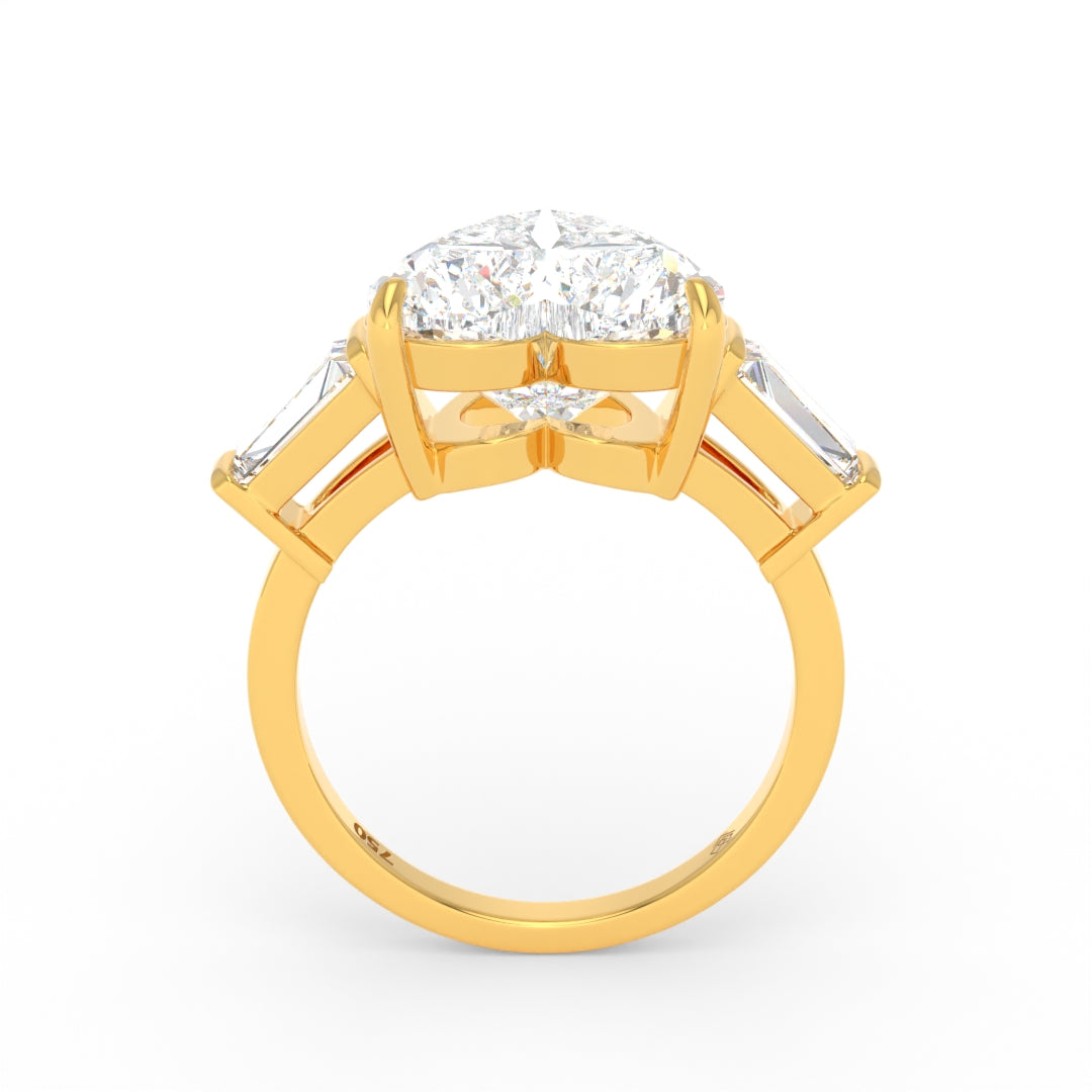 Mary Heart Cut Diamond Engagement Ring with Tapering Baguettes Cut Side Diamonds