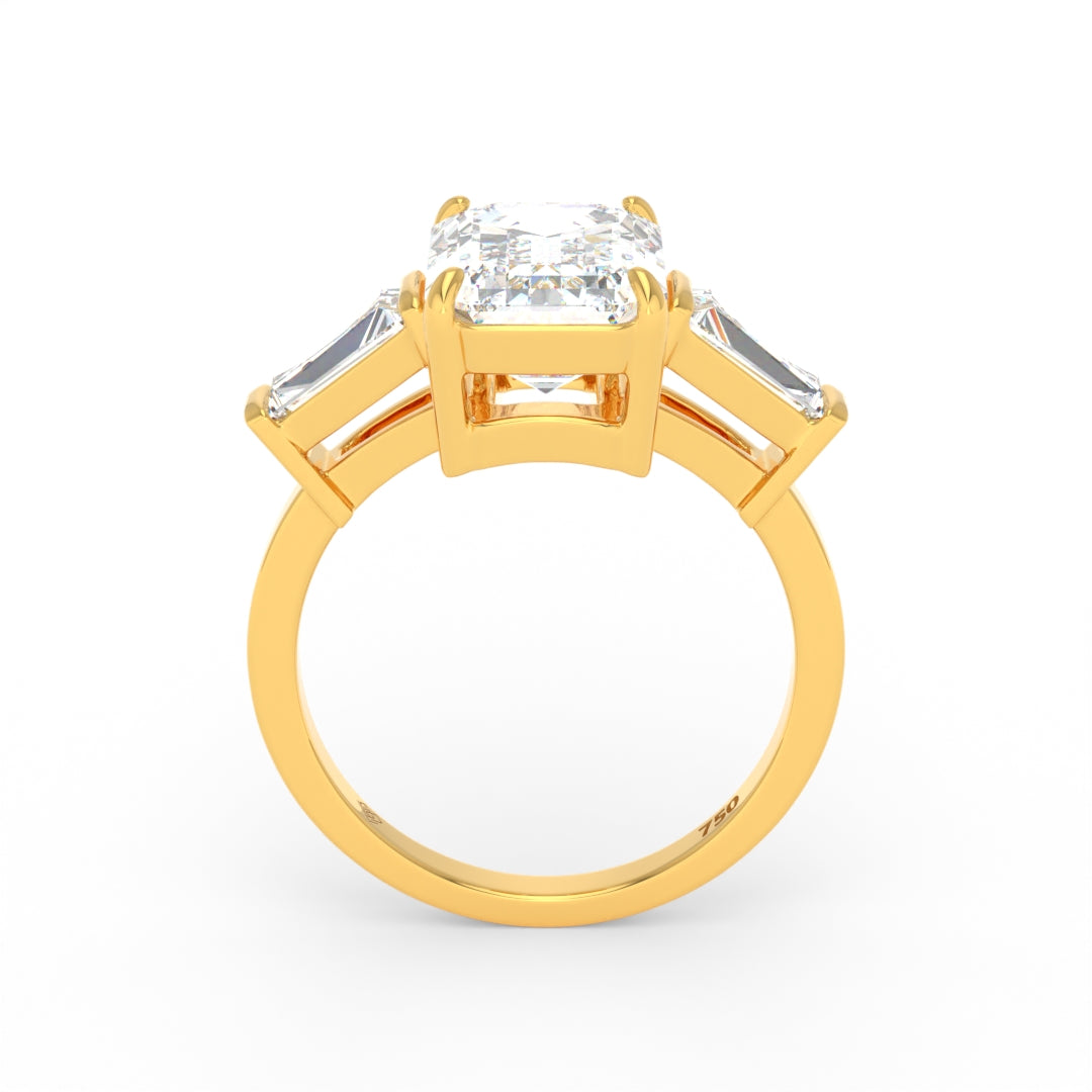 Mary Emerald Cut Diamond Engagement Ring with Tapering Baguette Cut Side Diamonds