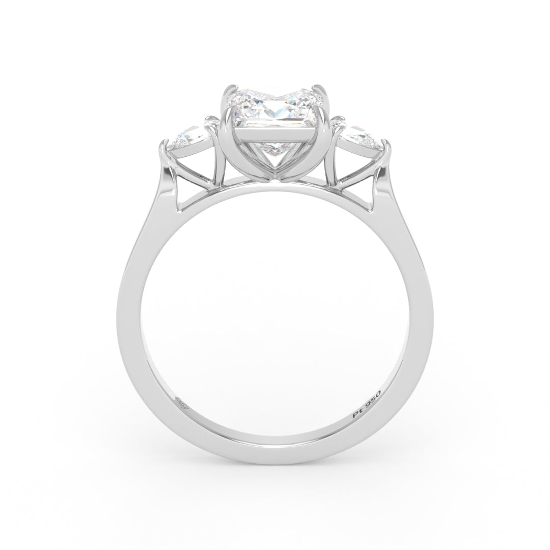 Sofia Princess Cut Diamond Engagement Ring With A Pear sides