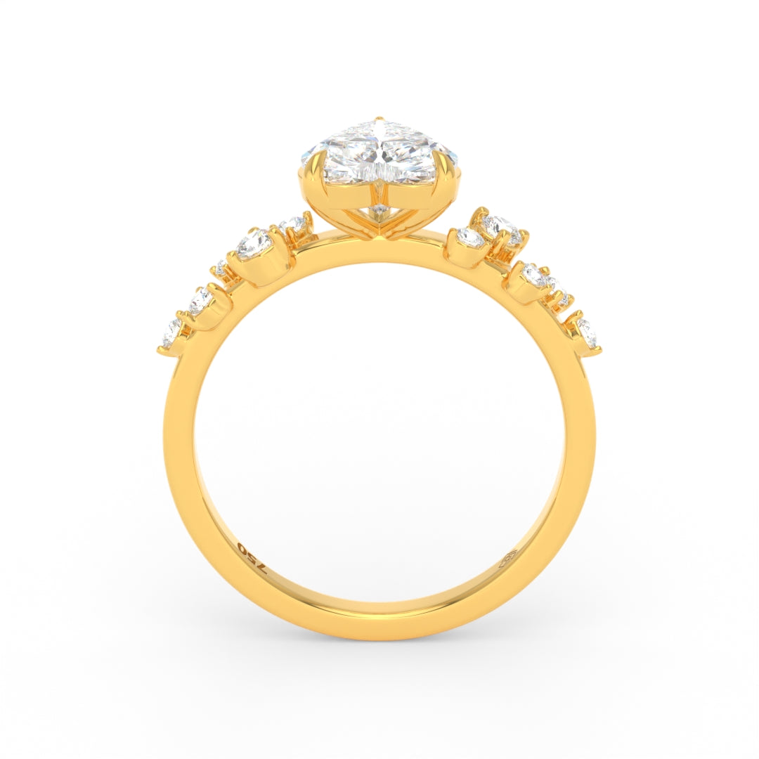 Layla Heart Cut Diamond Engagement Ring with Diamond Accent Band