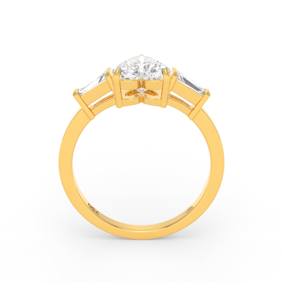 Mary Heart Cut Diamond Engagement Ring with Tapering Baguettes Cut Side Diamonds