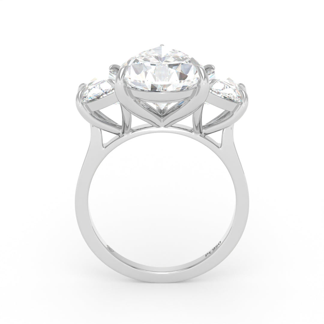 Kamala Pear Cut Diamond Engagement Ring With Half Moon Cut Side Diamonds