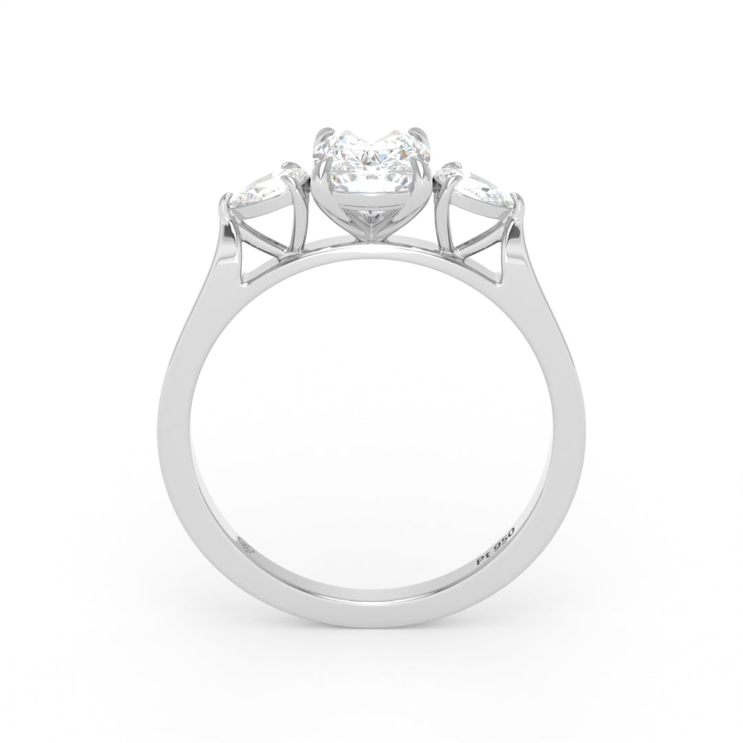 Sofia Cushion Cut Diamond Engagement Ring With A Pear Cut Side Diamonds