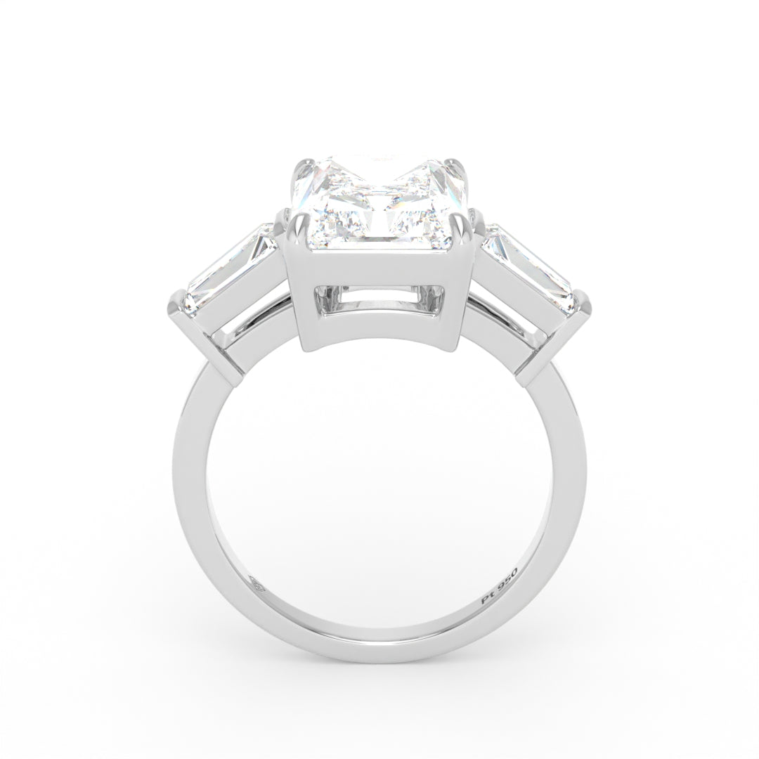 Mary Radiant Cut Diamond Engagement Ring With Tapering Baguettes Cut Side Diamonds
