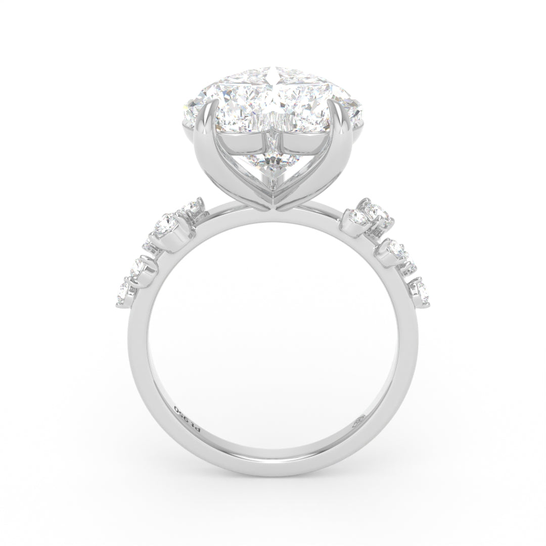 Layla Heart Cut Diamond Engagement Ring with Diamond Accent Band