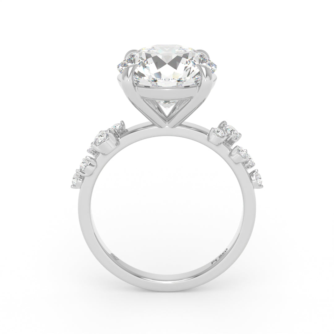 Layla Round Brilliant Cut Diamond Engagement Ring With Diamond Accent Band