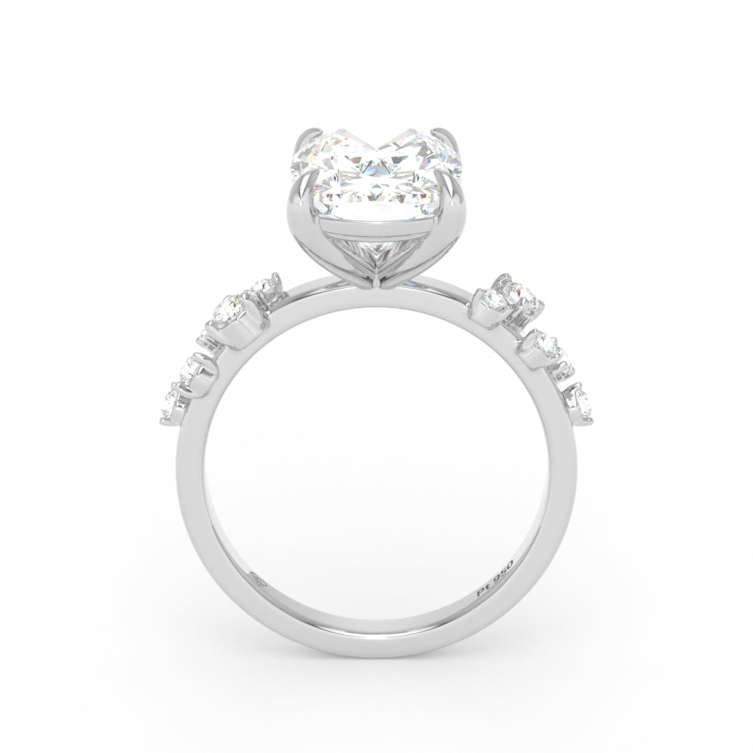 Layla Cushion Diamond Engagement Ring With Diamond Accent Band