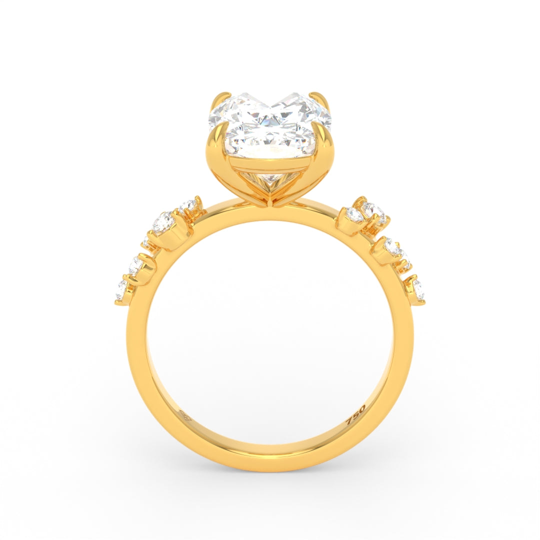 Layla Cushion Diamond Engagement Ring With Diamond Accent Band