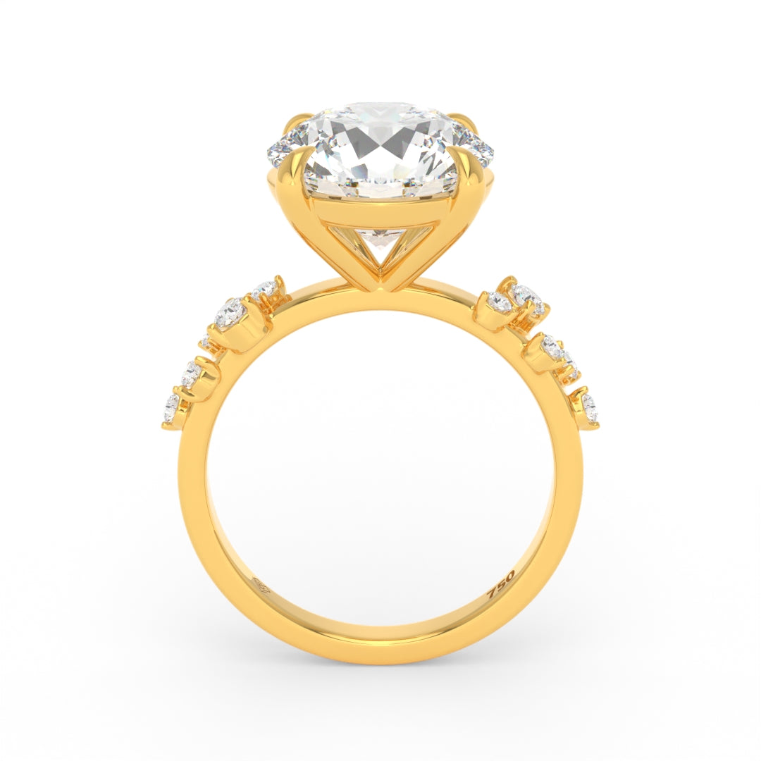 Layla Round Brilliant Cut Diamond Engagement Ring With Diamond Accent Band