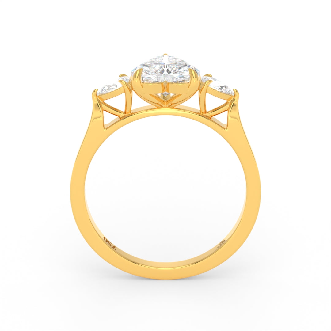 Sofia Heart Cut Diamond Engagement Ring With A Pear Cut Side Diamonds