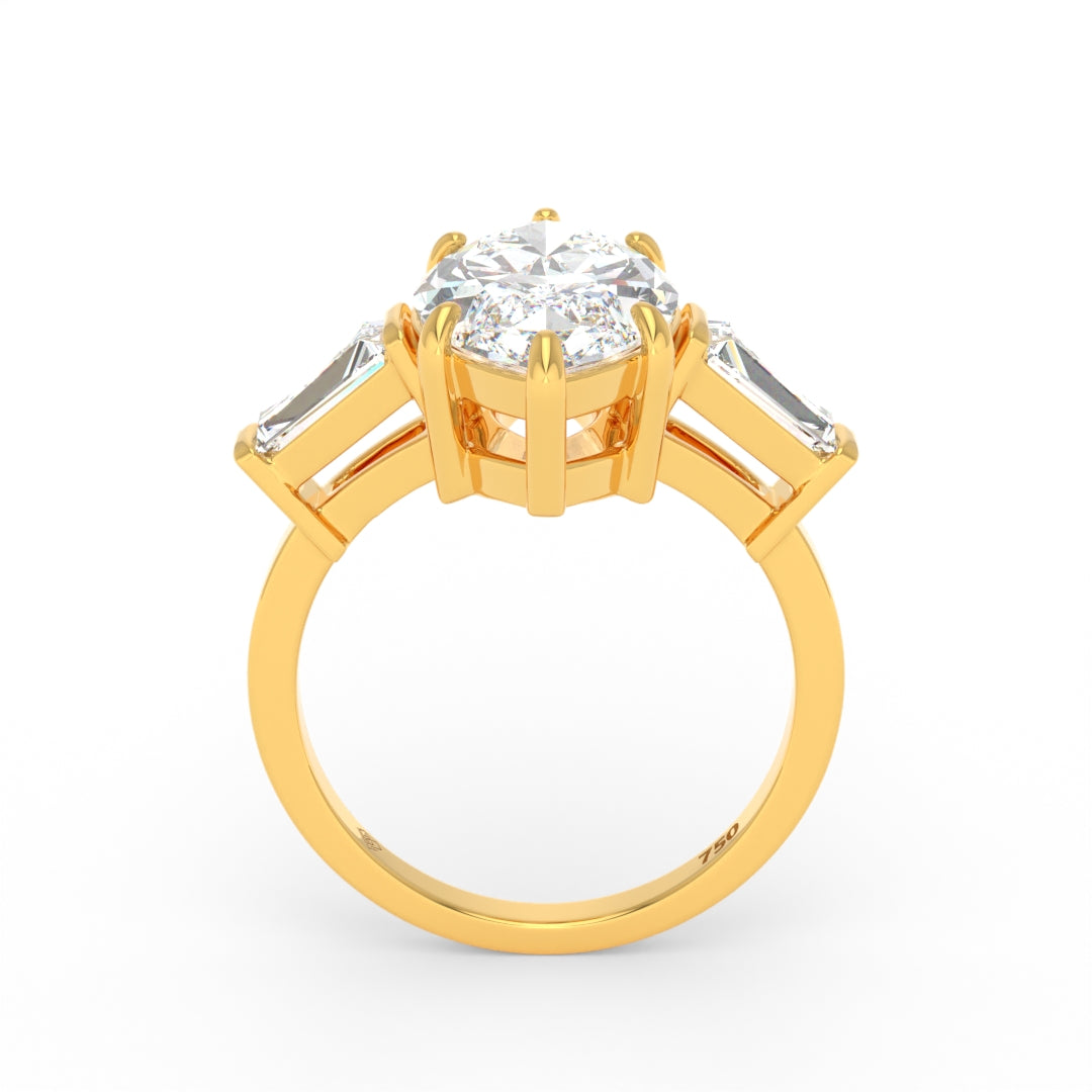 Mary Marquise Cut Diamond Engagement Ring with Tapering Baguette Cut Side Diamonds