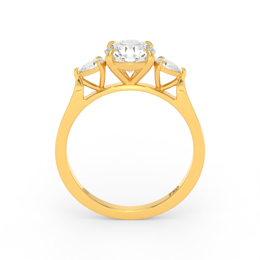 Sofia Round Brilliant Cut Diamond Engagement Ring With A Pear Cut Side Diamonds