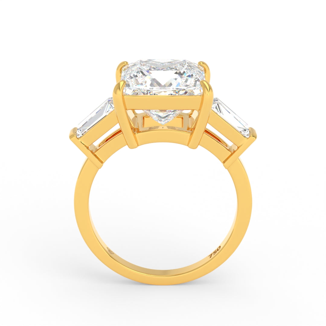 Mary Princess Cut Diamond Engagement Ring With Tapering Baguette Cut Side Diamonds