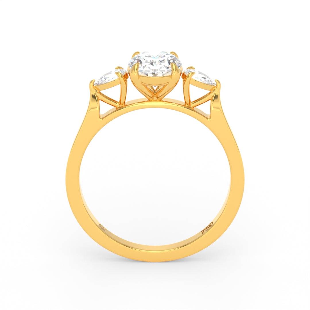 Sofia Oval Cut Diamond Engagement Ring With A Pear Cut Side Diamonds