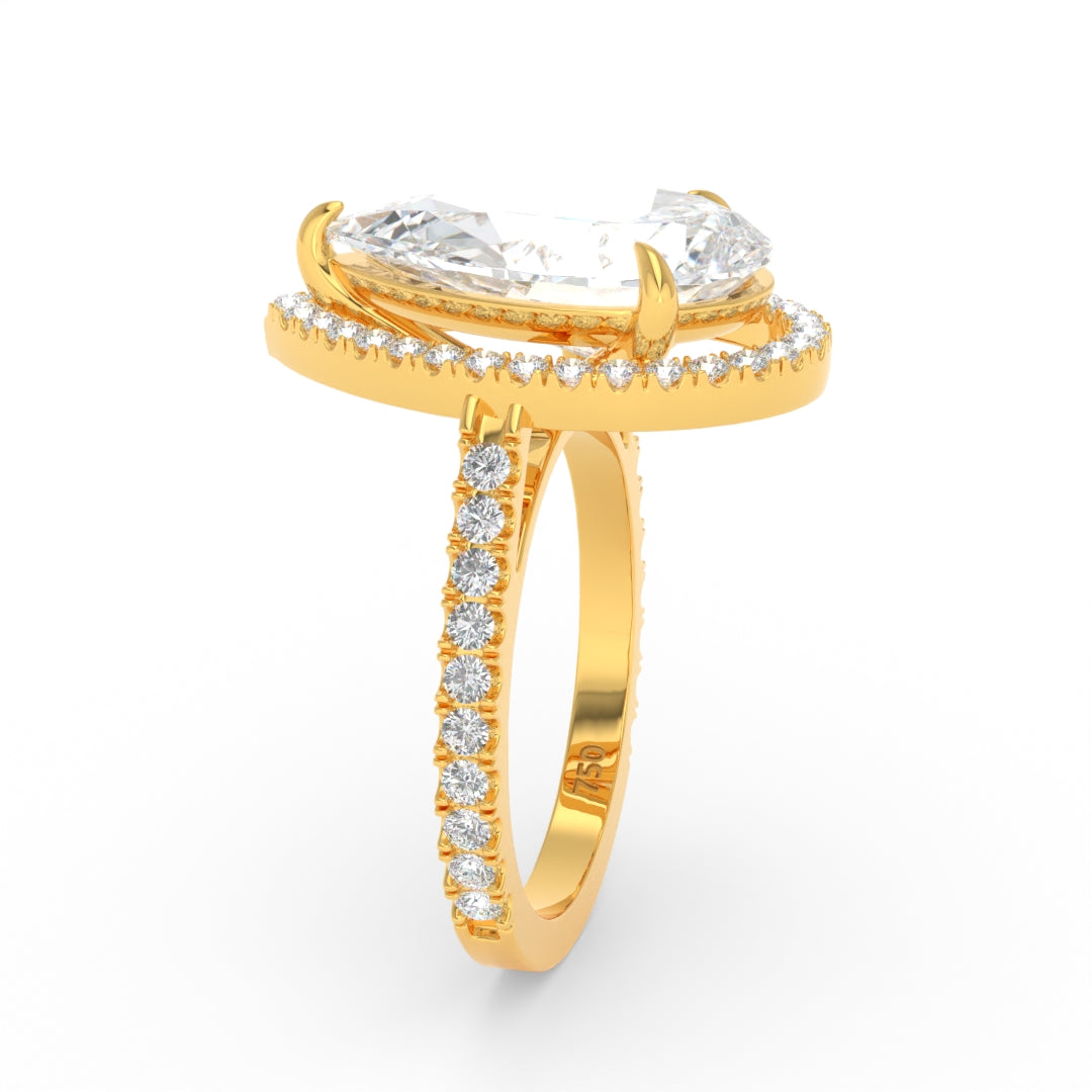 Bella Pear Cut Diamond Engagement Ring with Diamond Halo & Diamond Band