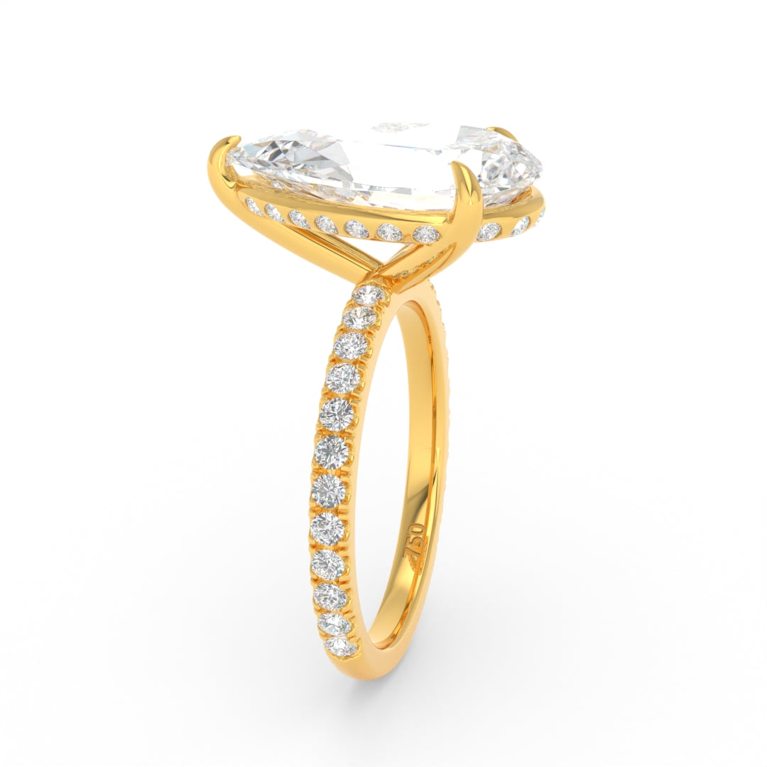 Chloé Pear Cut Diamond Engagement Ring with Diamond Hidden Halo and Diamond Band